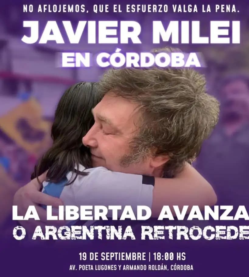 Los detalles de la próxima visita de Milei a Córdoba para lanzar la campaña